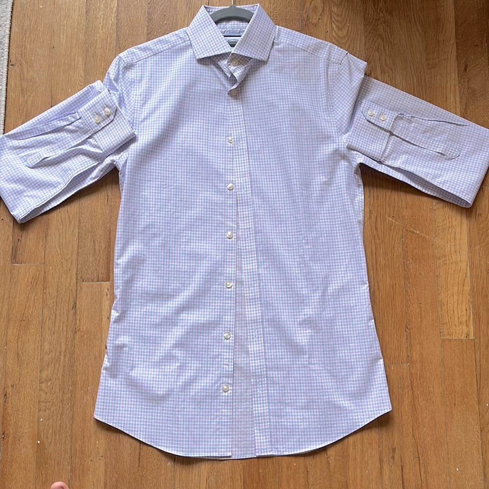 Charles Tyrwhitt Mens Blue/Pink/White Slim Fit Button Down Shirt